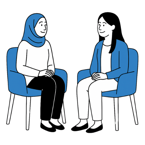 Therapist and patient talking