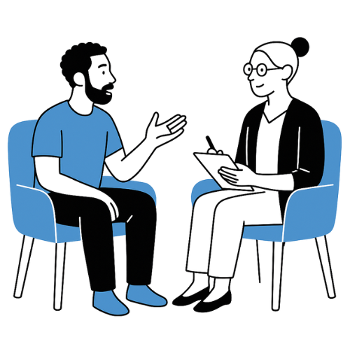 Therapist and patient talking