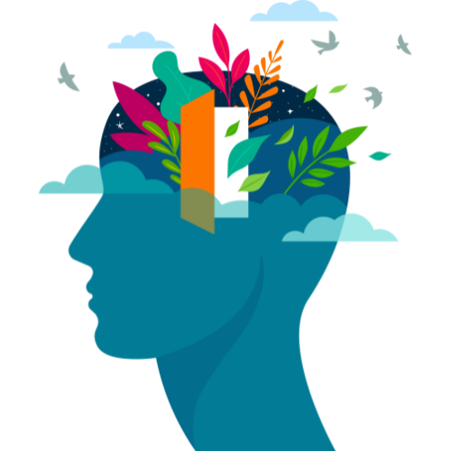 Person showing door opening in head