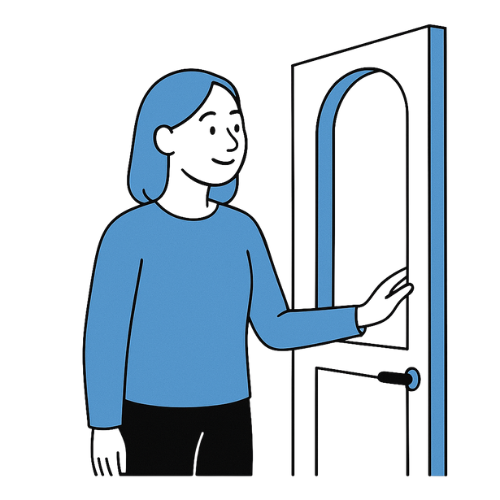 Person walking through door