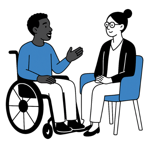 Therapist and patient talking